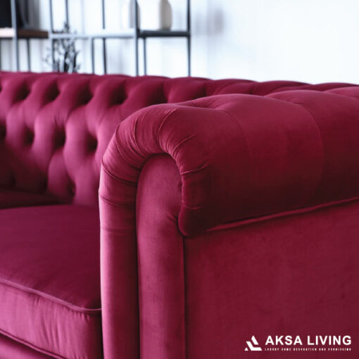 red chesterfield sofa, aksa living, luxury furniture decor